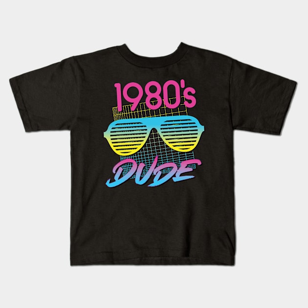 1980's Dude Party Shirt Retro Blinds Sunglasses Kids T-Shirt by andzoo